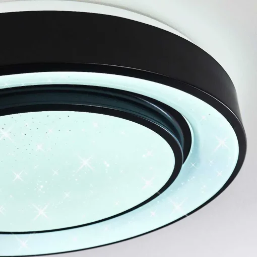 Plafonnier Grimacco Led Noir, 1 Lumiere, Changeur De Couleurs
