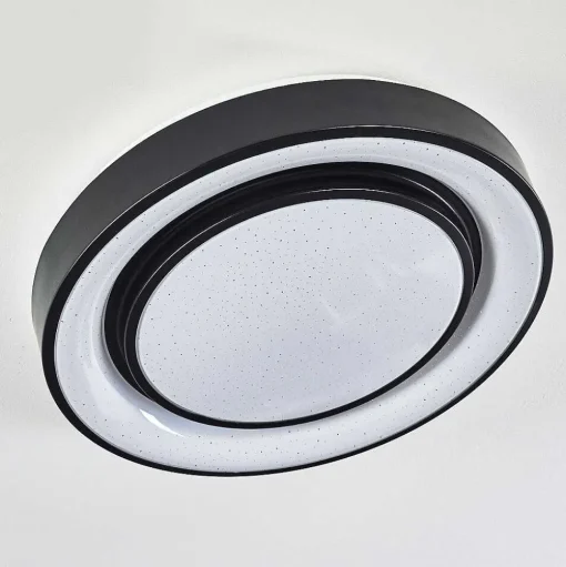 Plafonnier Grimacco Led Noir, 1 Lumiere, Changeur De Couleurs