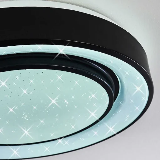 Plafonnier Grimacco Led Noir, 1 Lumiere, Changeur De Couleurs