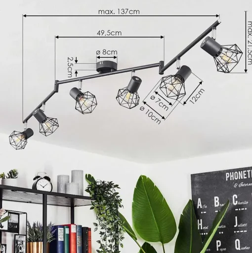 Plafonnier Gullspang Anthracite, 6 Lumieres