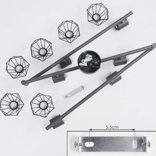 Plafonnier Gullspang Anthracite, 6 Lumieres