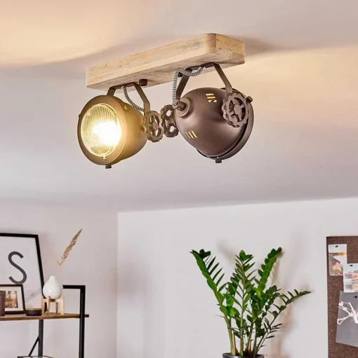 Plafonnier Herford Bois Clair, 2 Lumieres