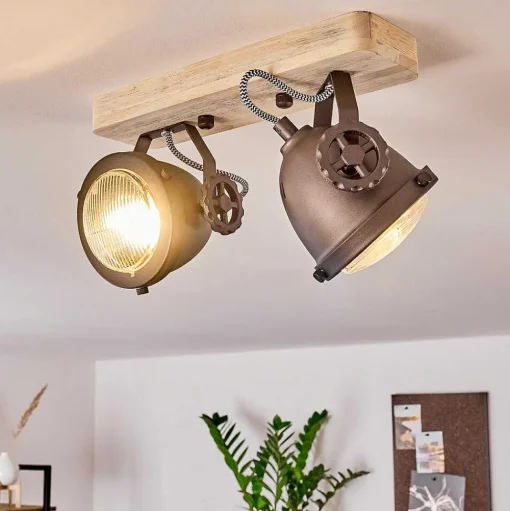Plafonnier Herford Bois Clair, 2 Lumieres