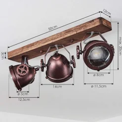 Plafonnier Herford Bois Fonce, Rouille, 3 Lumieres