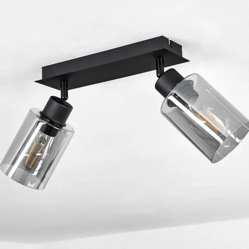 Plafonnier Hunouri Noir, 2 Lumieres
