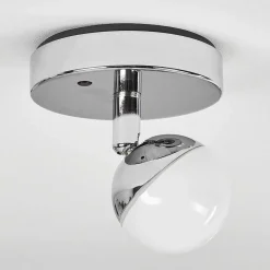 Plafonnier Idual Olivine Led Chrome, 1 Lumiere, Telecommandes, Changeur De Couleurs