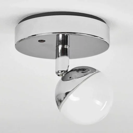 Plafonnier Idual Olivine Led Chrome, 1 Lumiere, Telecommandes, Changeur De Couleurs