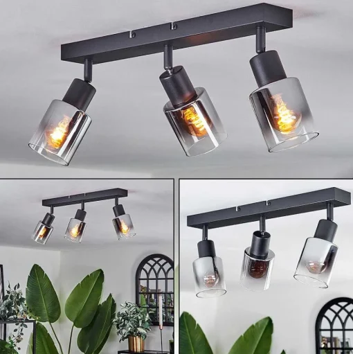 Plafonnier Leteque Noir, 3 Lumieres