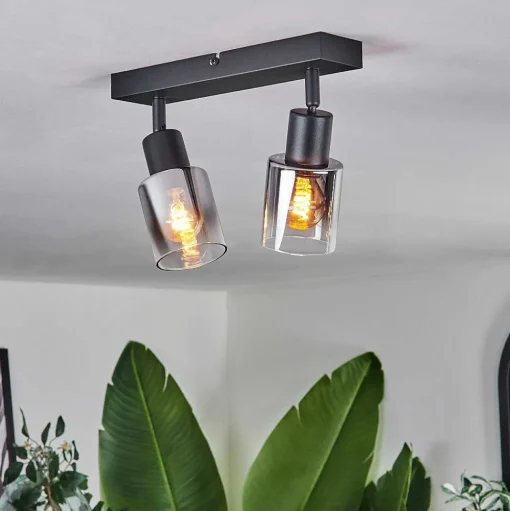 Plafonnier Leteque Noir, 2 Lumieres