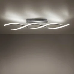 Plafonnier Leuchten-Direkt Lolasmart-Swing Led Acier Brosse, 2 Lumieres, Telecommandes, Changeur De Couleurs