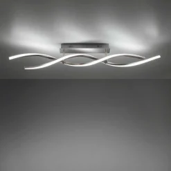 Plafonnier Leuchten-Direkt Lolasmart-Swing Led Acier Brosse, 2 Lumieres, Telecommandes, Changeur De Couleurs