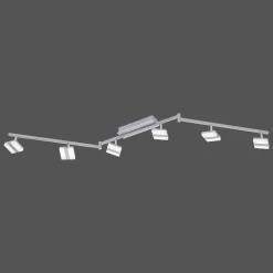 Plafonnier Leuchten-Direkt Sabi Led Nickel Mat, 6 Lumieres, Telecommandes, Changeur De Couleurs