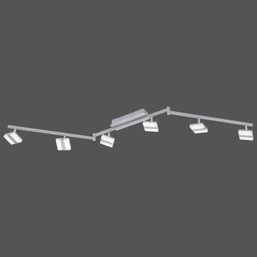 Plafonnier Leuchten-Direkt Sabi Led Nickel Mat, 6 Lumieres, Telecommandes, Changeur De Couleurs