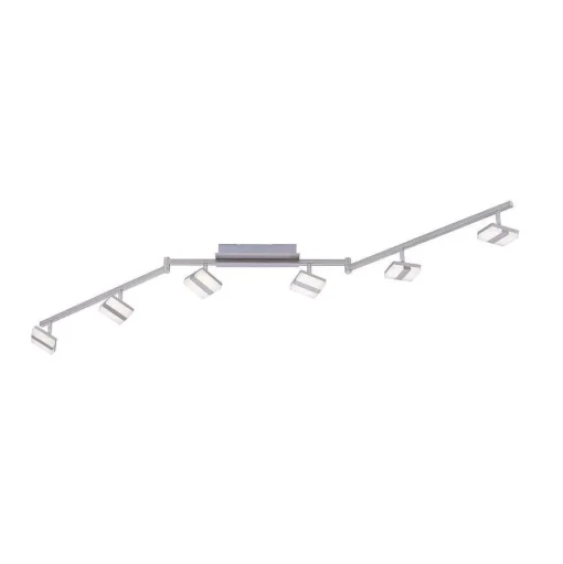 Plafonnier Leuchten-Direkt Sabi Led Nickel Mat, 6 Lumieres, Telecommandes, Changeur De Couleurs