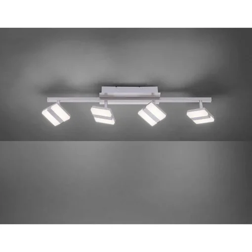 Plafonnier Leuchten-Direkt Lolasmart-Sabi Led Nickel Mat, 4 Lumieres, Telecommandes, Changeur De Couleurs