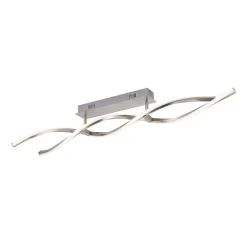 Plafonnier Leuchten-Direkt Lolasmart-Swing Led Acier Brosse, 2 Lumieres, Telecommandes, Changeur De Couleurs