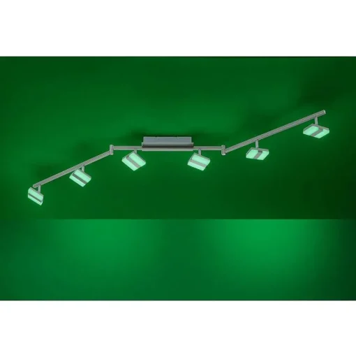 Plafonnier Leuchten-Direkt Sabi Led Nickel Mat, 6 Lumieres, Telecommandes, Changeur De Couleurs