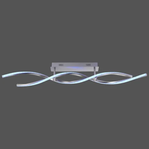 Plafonnier Leuchten-Direkt Lolasmart-Swing Led Acier Brosse, 2 Lumieres, Telecommandes, Changeur De Couleurs