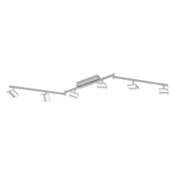 Plafonnier Leuchten-Direkt Sabi Led Nickel Mat, 6 Lumieres, Telecommandes, Changeur De Couleurs