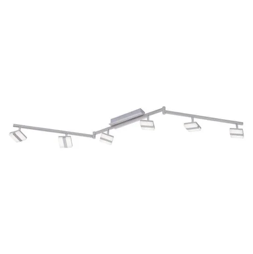 Plafonnier Leuchten-Direkt Sabi Led Nickel Mat, 6 Lumieres, Telecommandes, Changeur De Couleurs