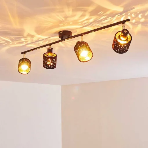 Plafonnier Liared Noir, 4 Lumieres