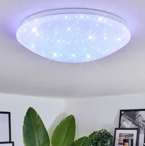 Plafonnier Melres Led Blanc, 1 Lumiere, Telecommandes