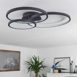 Plafonnier Moemoto Led Anthracite, 1 Lumiere, Telecommandes