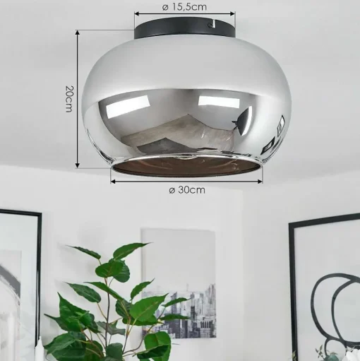 Plafonnier Molloy Chrome, Fume, 1 Lumiere
