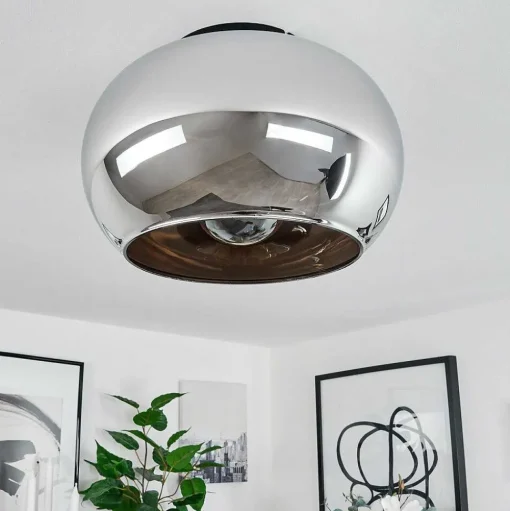 Plafonnier Molloy Chrome, Fume, 1 Lumiere