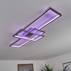 Plafonnier Momahaki Led Nickel Mat, 1 Lumiere, Telecommandes