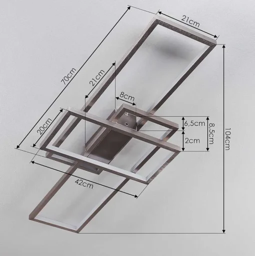 Plafonnier Momahaki Led Nickel Mat, 1 Lumiere, Telecommandes