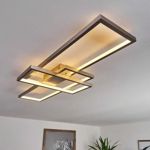 Plafonnier Momahaki Led Nickel Mat, 1 Lumiere, Telecommandes