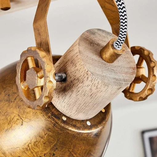 Plafonnier Orny Bronze, Bois Clair, 3 Lumieres