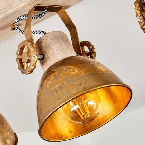 Plafonnier Orny Bronze, Bois Clair, 3 Lumieres