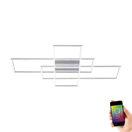 Plafonnier Paul Neuhaus Q-Inigo Led Nickel Mat, 3 Lumieres, Telecommandes