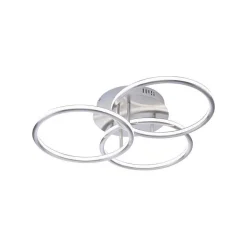 Plafonnier Paul Neuhaus Q-Nevio Led Nickel Mat, 3 Lumieres, Telecommandes
