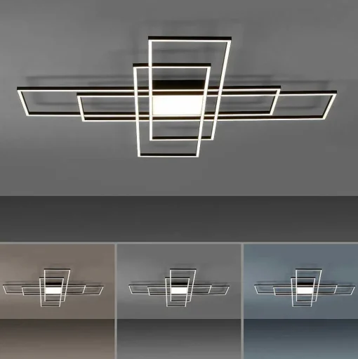 Plafonnier Paul Neuhaus Q-Asmin Led Noir, 2 Lumieres, Telecommandes