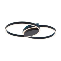 Plafonnier Paul Neuhaus Q-Marko Led Noir, 1 Lumiere, Telecommandes, Changeur De Couleurs