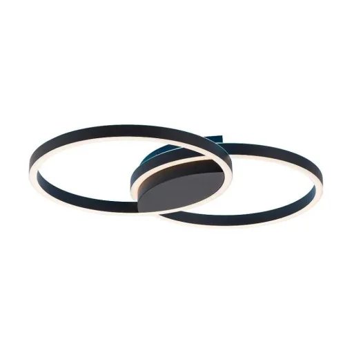 Plafonnier Paul Neuhaus Q-Marko Led Noir, 1 Lumiere, Telecommandes, Changeur De Couleurs