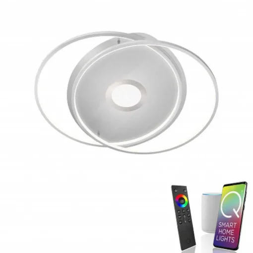 Plafonnier Paul Neuhaus Q-Amira Led Acier Brosse, 1 Lumiere, Telecommandes