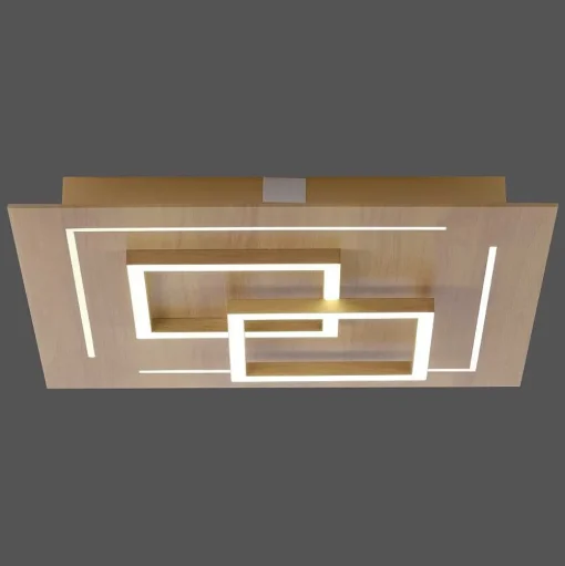 Plafonnier Paul Neuhaus Q-Linea Led Bois Clair, 4 Lumieres, Telecommandes