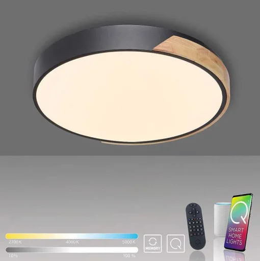 Plafonnier Paul Neuhaus Q-Bila Led Ecru, Noir, 1 Lumiere, Telecommandes