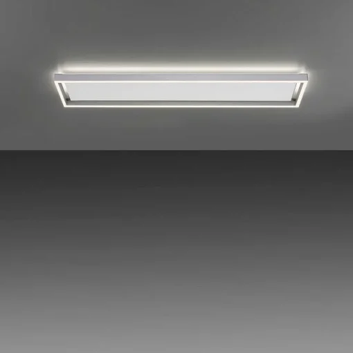 Plafonnier Paul-Neuhaus Q-Kaan Led Acier Brosse, 2 Lumieres, Telecommandes