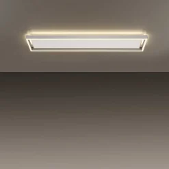 Plafonnier Paul-Neuhaus Q-Kaan Led Acier Brosse, 2 Lumieres, Telecommandes