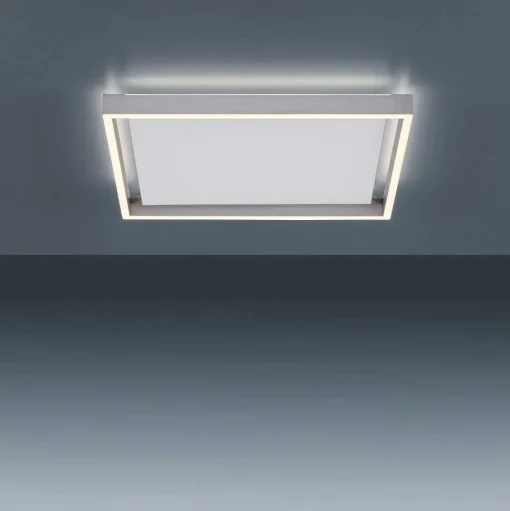 Plafonnier Paul-Neuhaus Q-Kaan Led Acier Brosse, 2 Lumieres, Telecommandes