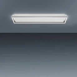Plafonnier Paul-Neuhaus Q-Kaan Led Acier Brosse, 2 Lumieres, Telecommandes