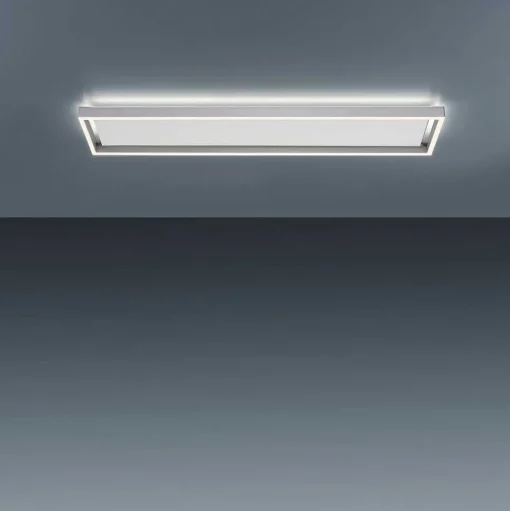 Plafonnier Paul-Neuhaus Q-Kaan Led Acier Brosse, 2 Lumieres, Telecommandes