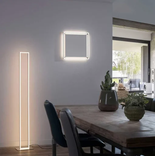 Plafonnier Paul-Neuhaus Q-Kaan Led Acier Brosse, 2 Lumieres, Telecommandes