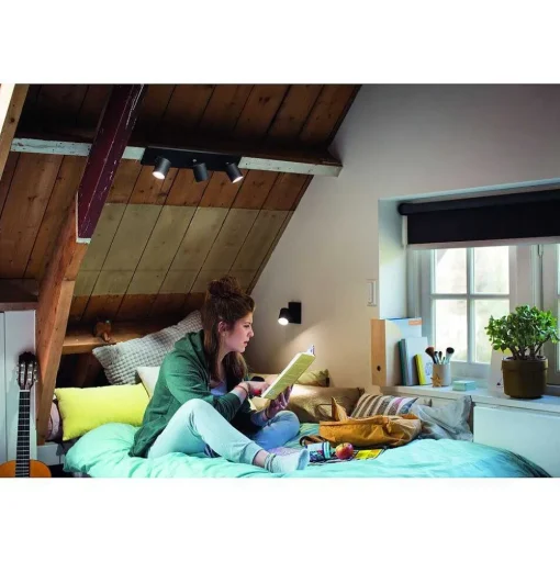 Plafonnier Philips Hue Runner Led Noir, 3 Lumieres, Telecommandes