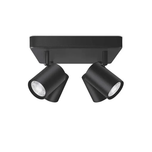 Plafonnier Philips Wiz Imageo Led Noir, 4 Lumieres, Changeur De Couleurs